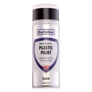 Bartoline Direct to Plastic Paint Black 400ml Gloss Finish All-in-One Spray Paint for Plastic Surfaces No Primer Needed – Durable, Weather-Resistant Finish for Indoor and Outdoor Use