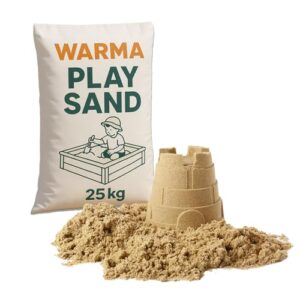 25kg Bags Warma Premium Grade Play Sand - Non Toxic - Natural & Triple Washed - Suitable For Childrens Kids Indoor & Outdoor Sensory Play Areas Sandpits - 1 x 25kg Bag