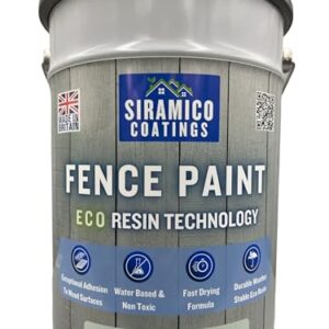 SIRAMICO COATINGS Fence Paint | 5 Litres | Waterbased ECO Resin Technology | 6 Luxury Colours | Smooth Matt Finish for outdoor wood protection | 10 Year Colour Guarantee (Sage Green)